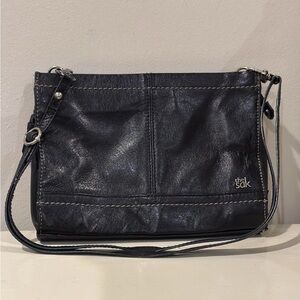 The Sak Black Leather Crossbody with Contrast Stitching